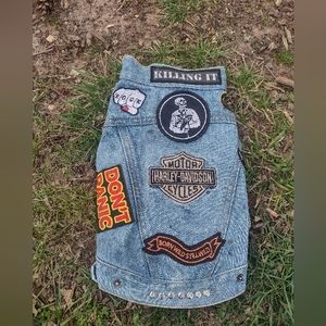 Denim Harley Davidson custom Dog vest